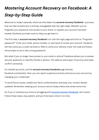 account recovery facebook