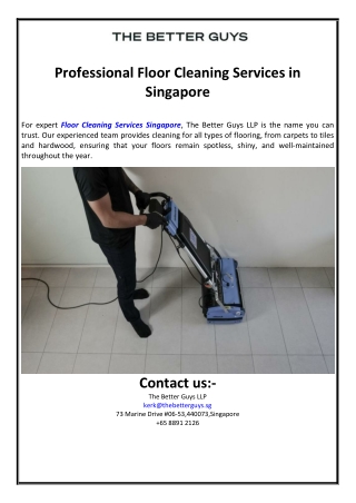 Professional Floor Cleaning Services in Singapore