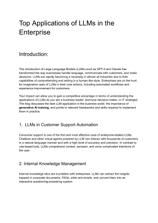 Top Applications of LLMs in the Enterprise