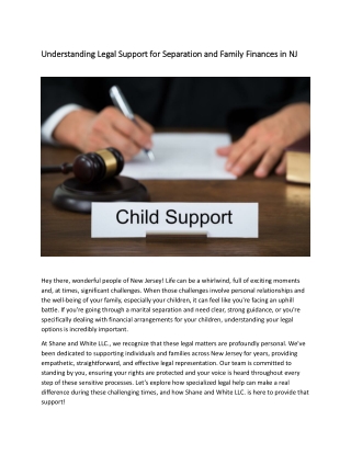 Understanding Legal Support for Separation and Family Finances in NJ
