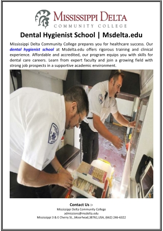 Dental Hygienist School.Msdelta.edu