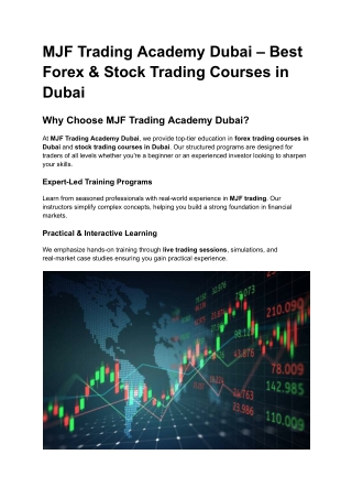 MJF Trading Academy Dubai – Best Forex & Stock Trading Courses in Dubai