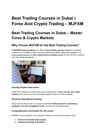 Best Trading Courses in Dubai _ Forex And Crypto Trading – MJFXM