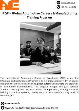 iPGP – Global Automotive Careers & Manufacturing Training Program