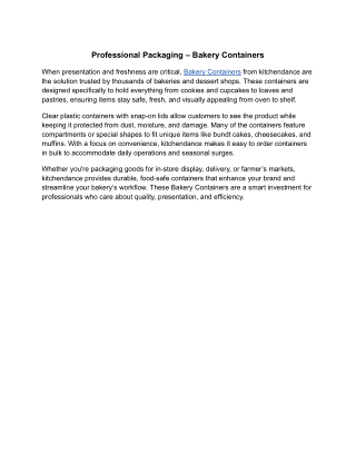 Professional Packaging – Bakery Containers