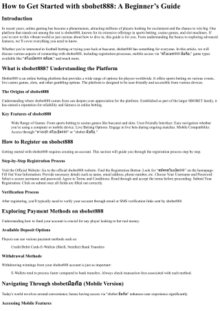 How to Get Started with sbobet888 A Beginner’s Guide