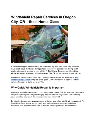 Windshield Repair Services in Oregon City, OR – Steel Horse Glass