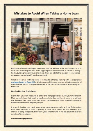 Mistakes to Avoid When Taking a Home Loan