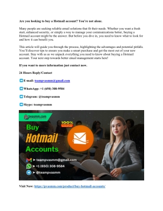 How to Purchase Hotmail Accounts A Step-by-Step Guide