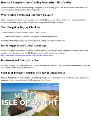 Explore Detached Bungalows in Peaceful UK Settings