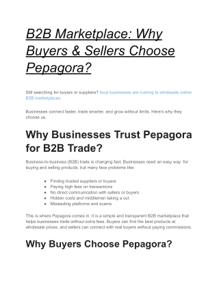 B2B Marketplace_ Why Buyers & Sellers Choose Pepagora_