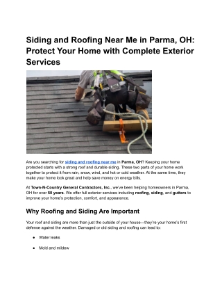 Siding and Roofing Near Me in Parma, OH: Protect Your Home