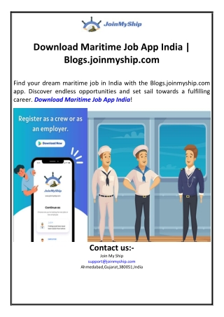 Download Maritime Job App India | Blogs.joinmyship.com