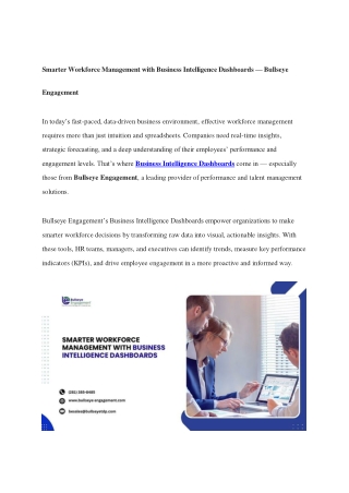 Smarter Workforce Management with Business Intelligence Dashboards — Bullseye Engagement