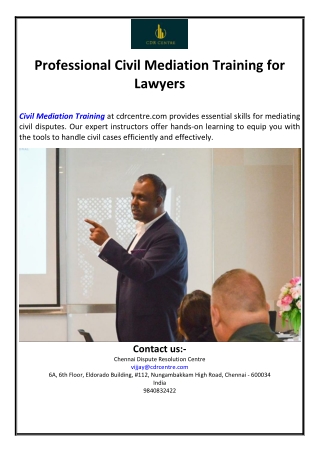 Professional Civil Mediation Training for Lawyers