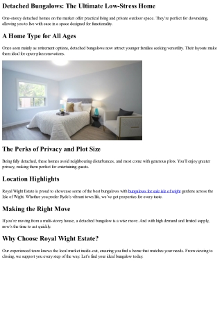 Explore Detached Bungalows for Sale in Tranquil UK Locations