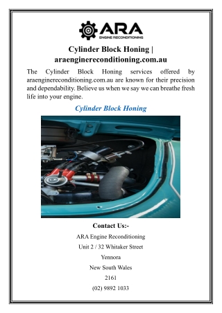 Cylinder Block Honing  araenginereconditioning.com.au