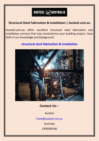 Structural Steel Fabrication & Installation  Austeel.com.au