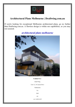 Architectural Plans Melbourne Draftwing.com.au