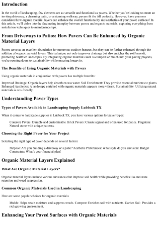 From Driveways to Patios: How Pavers Can Be Enhanced by Organic Material Layers