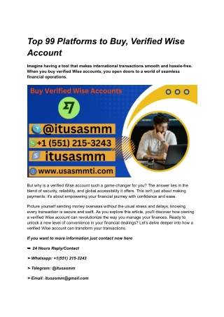 Top 99 Platforms to Buy, Verified Wise Account