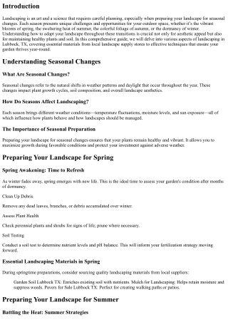 Preparing Your Landscape for Seasonal Changes