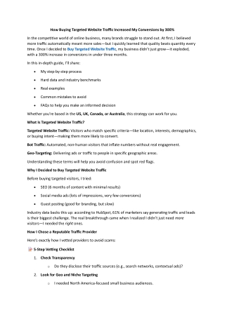 How Buying Targeted Website Traffic Increased My Conversions by 300%