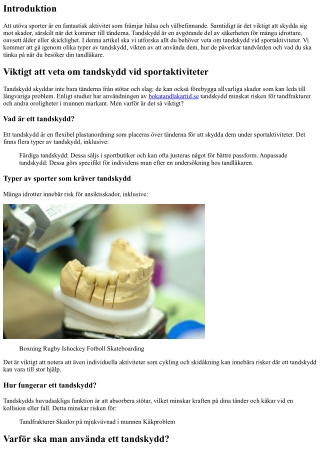“Viktigt att veta om tandskydd vid sportaktiviteter”