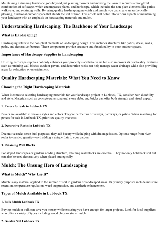 How to Maintain Your Landscape Using Quality Hardscaping Materials and Mulch