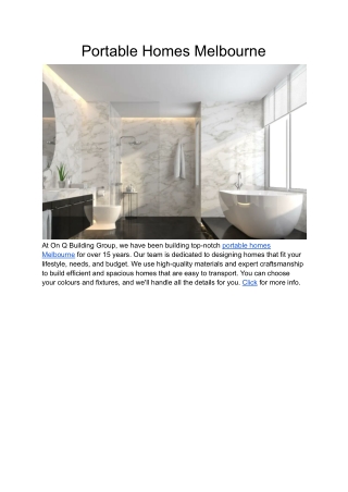 Portable Homes Melbourne