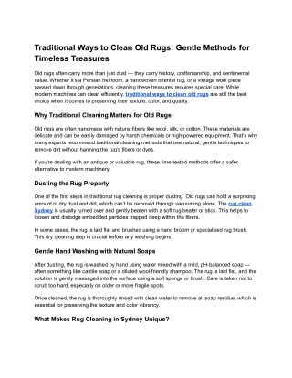 Traditional Ways to Clean Old Rugs: Gentle Methods for Timeless Treasures