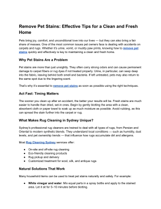 Remove Pet Stains: Effective Tips for a Clean and Fresh Home