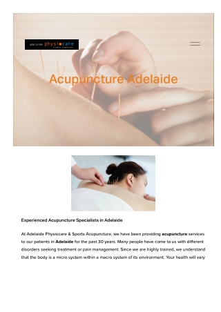 Acupuncture Adelaide