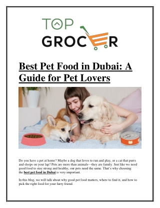 A Guide for Pet Lovers-Best Pet Food in Dubai