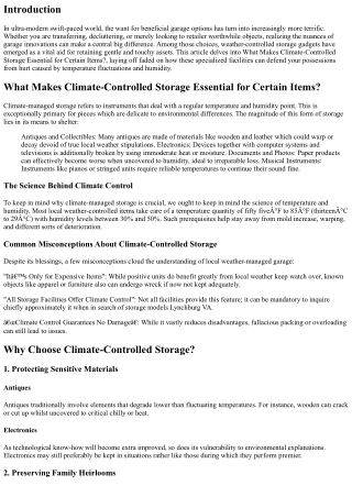 What Makes Climate-Controlled Storage Essential for Certain Items?