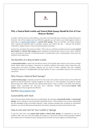 Why a Natural Bath Loofah and Natural Bath Sponge Should Be Part of Your Skincare Routine