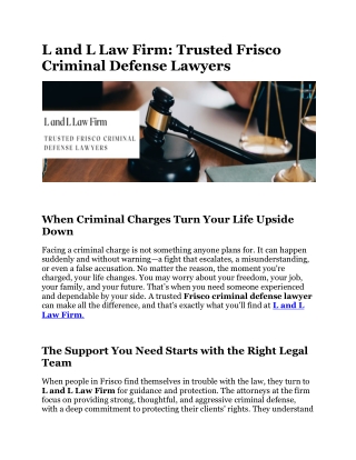 L and L Law Firm | Criminal Justice Attorneys in Frisco, TX