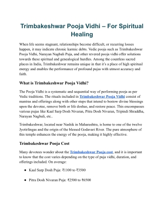 Trimbakeshwar Pooja Vidhi – A Sacred Guide For Spiritual Healing