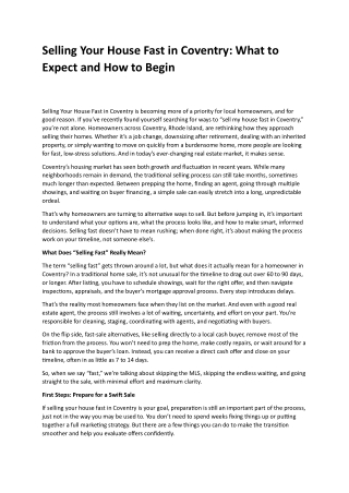 Selling Your House Fast in Coventry