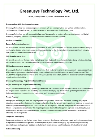 Greenusys Best Web development company