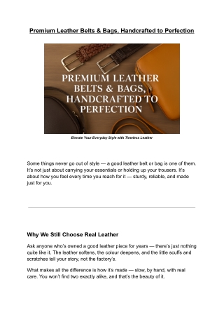 Premium Leather Belts & Bags, Handcrafted to Perfection