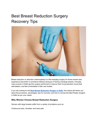 Best Breast Reduction Surgery Recovery Tips