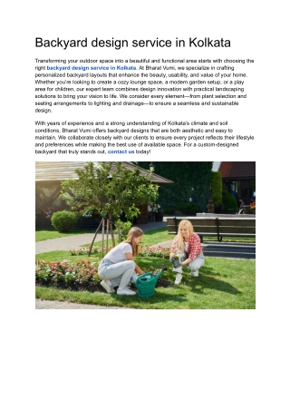 Backyard design service in Kolkata