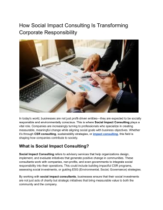 How Social Impact Consulting Is Transforming Corporate Responsibility