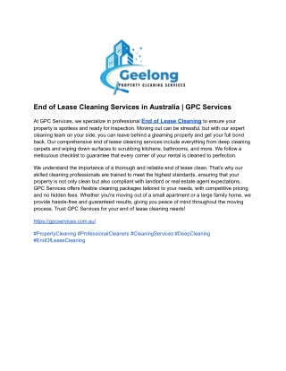 End of Lease Cleaning Services in Australia _ GPC Services