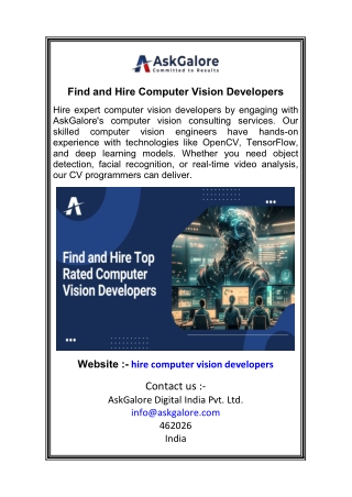 Find and Hire Computer Vision  Developers