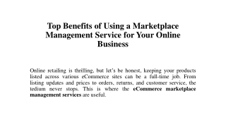 Top Benefits of Using a Marketplace Management Service for Your Online Business