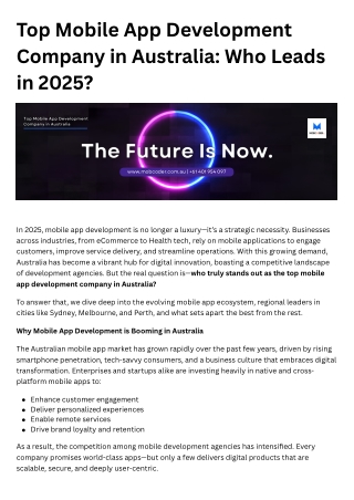 Why Mobcoder Is the Top Mobile App Development Company in Australia?
