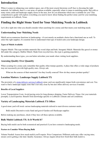 Finding the Right Stone Yard for Your Mulching Needs in Lubbock