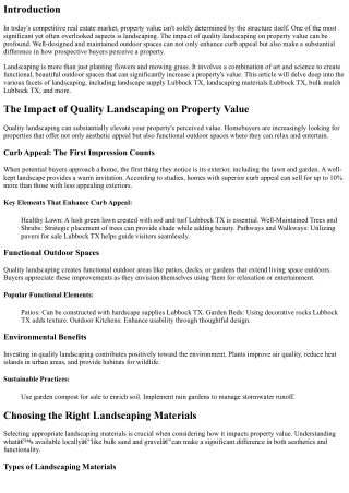 The Impact of Quality Landscaping on Property Value